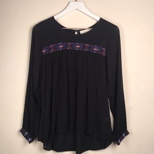 Olive & Oak Tunic Top w/ Beading Navy Blue Small